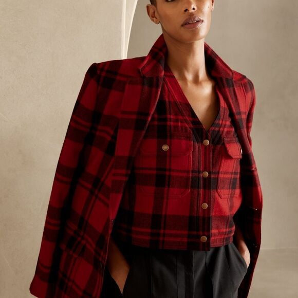 Banana Republic wool blend Reversible plaid vest size s - Picture 4 of 14